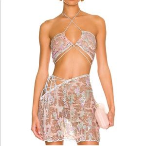 For Love & Lemons Monique Bra Top & Skirt set